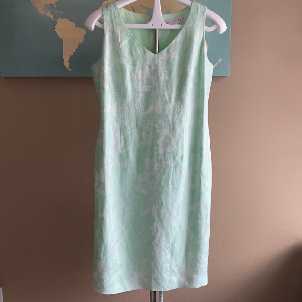 Vintage Women’s size 10 Mint linen tropical sheath dress mini sleeveless Bahamas